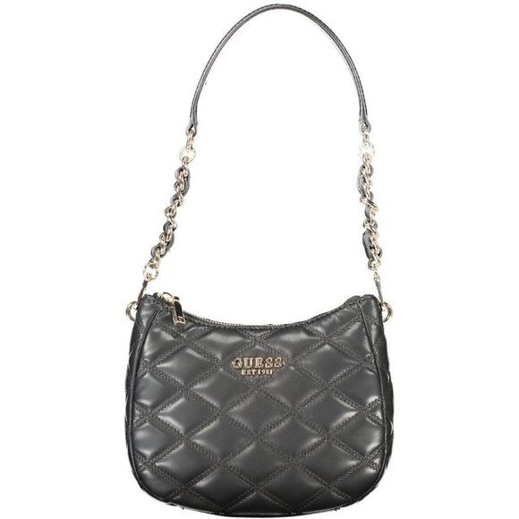 Guess Jeans Quilted Shoulder Bag Chain Strap Women Black Handbags